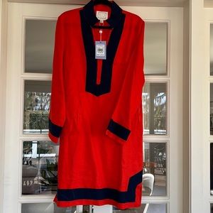 NWT Sail to Sable - Red linen (navy trim) - Size medium